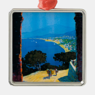 Westitaliener-Riviera-Reise-Plakat Silbernes Ornament