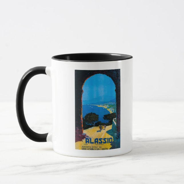 Westitalienische Riviera Reiseplakat Tasse (Links)