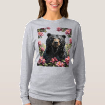 Westjordanischer Bär und rosa Rhododendren