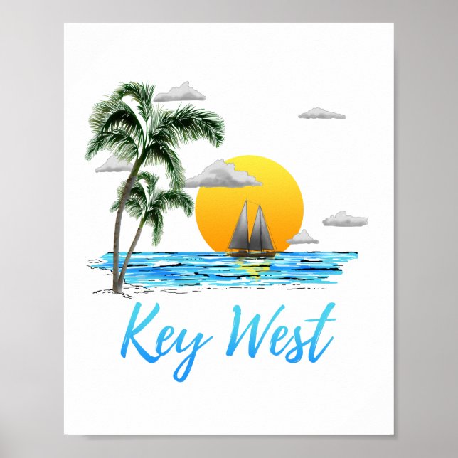 Westküste-Key-Segeln Sunset Poster (Vorne)