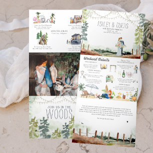 Westküstenwaldstrand   Illustrierte Hochzeit Dreifach Gefaltete Einladung