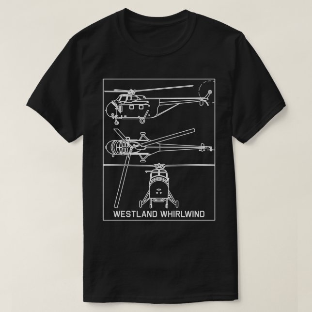 Westland Whirlwind British Helicopter Blueprint Di T-Shirt (Design vorne)