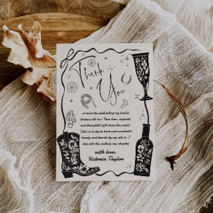 Westlich inspirierte Country Hochzeitsdusche  Dankeskarte