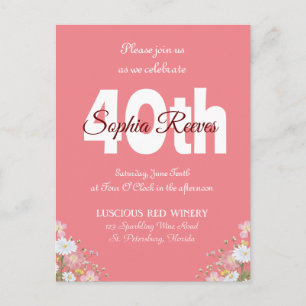 Westlich-rustikale Land-Wildblume 40. Geburtstag Postkarte