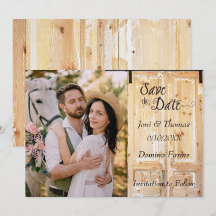 Westlich Rustikale Landhochzeit Foto Save the Date Einladung