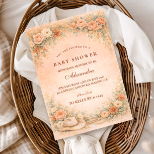 Westliche Baby-Party mit Blumen Einladung
