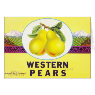 Westliche Birnen - Vintage-Fruchtkistenetikett