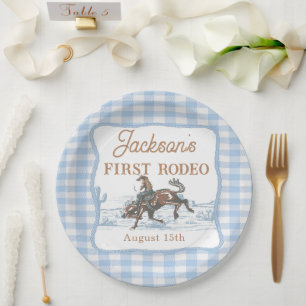 Westliche blaue Cowboy-Rodeo-Geburtstagspapierplat Pappteller