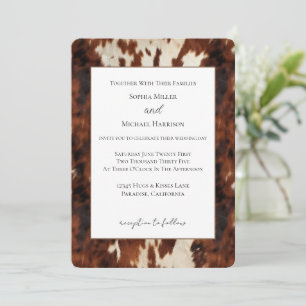 Westliche braune Creme-Kuhleder-Hochzeit Einladung
