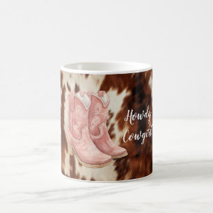 Westliche braune Creme-Rindleder-Rosafarbene Cowgi Kaffeetasse