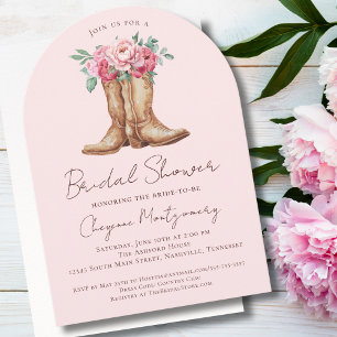 Westliche Brautparty-Rosa Eleganter Bogen Einladung