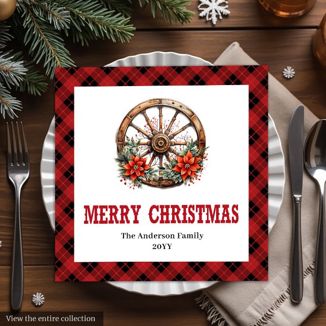 Westliche Büffel-Karo-Handservietten festliche Fei Serviette (Western buffalo plaid napkins festive holiday set

)