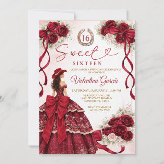 Westliche Burgunder Prinzessin Sweet Sixteen Gebur Einladung