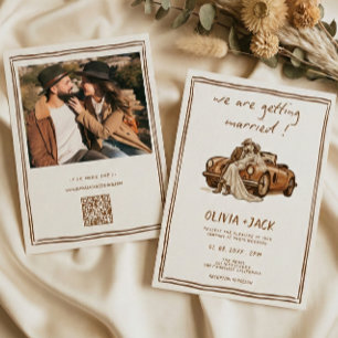 Westliche Country-Boho-Foto-QR-Code-Hochzeit   Einladung