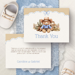 Westliche Cowboy-Blau-Baby-Shower-Dankeskarten Dankeskarte