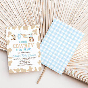 Westliche Cowboy-Blau-Karierte Babyparty-Einladung Einladung