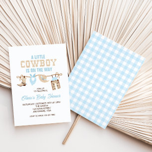 Westliche Cowboy-Blau-Karierte Babyparty-Einladung Einladung