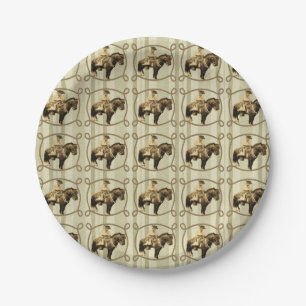 Westliche Cowboy-Party-Papierplatten Vintage-Cowbo Pappteller