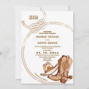 westliche Cowboy-Rustico-Hochzeit Einladung