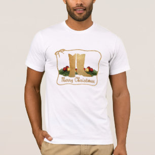 Westliche Cowboy-Stiefel Seil-Girlande Frohe Weihn T-Shirt
