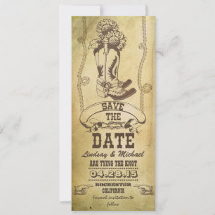 westliche Cowboy-Stiefel Vintage Save-the-Date-Kar Save The Date