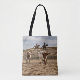 Westliche Cowboys mit Longhorn-Rindern