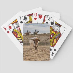 Westliche Cowboys mit Longhorn-Rindern Spielkarten
