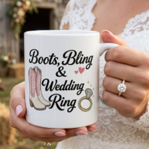Westliche Cowgirl-Braut Rosa Stiefel Hochzeitsring Kaffeetasse