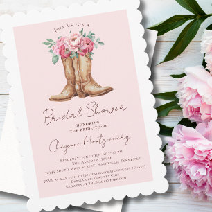 Westliche Cowgirl-Brautparty Rosa Floral Einladung