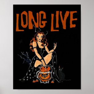 westliche Cowgirl-Halloween-Retro-Hexen-Halloween Poster