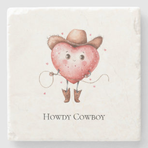 Westliche Cowgirl-Herz mit Cowboyhut Geburtstag Steinuntersetzer