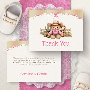 Westliche Cowgirl Mädchen Rosa Dankeskarten für Ba Dankeskarte