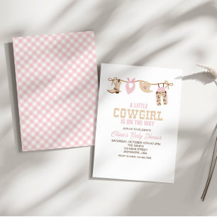Westliche Cowgirl Rosa Karo Baby Shower Einladung