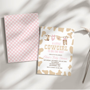 Westliche Cowgirl Rosa Karo Baby Shower Einladung