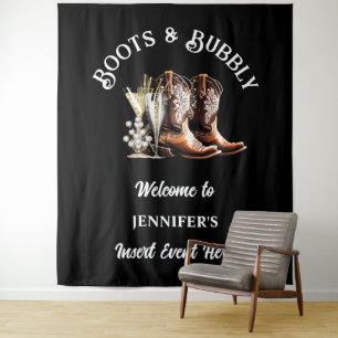 Westliche Cowgirl-Stiefel schwarz weiß sprudelnd c Wandteppich