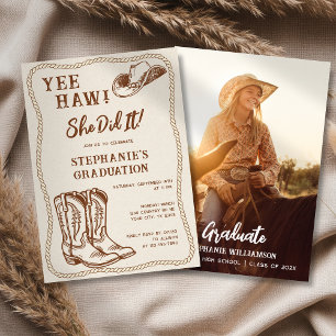 Westliche handgezeichnete Cowboystiefel Abschlussf Einladung