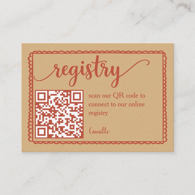Westliche Hochzeitsdusche-Registrierungs-QR-Code-B Begleitkarte (Vorderseite)