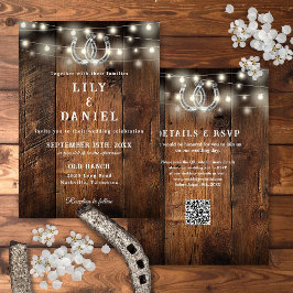 Westliche Hufeisen QR Code All In One Hochzeit Einladung