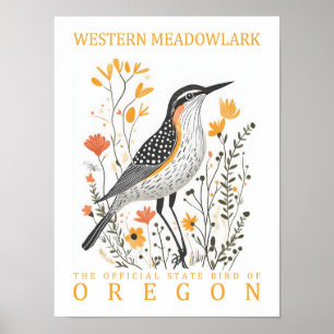 Westliche Lerchenstärling Vogel von Oregon Reise Poster