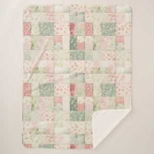 Westliche Mint-Rosa-Blumen-Quiltmuster Sherpadecke