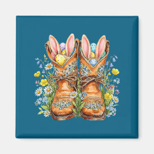 Westliche Oster-Cowboystiefel Hasenohren howdy Magnet