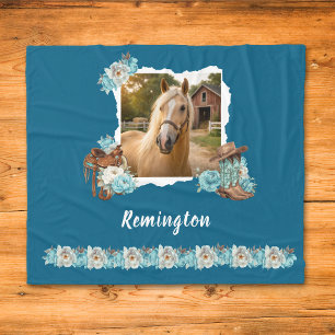 Westliche Pferde-Blumen-Decke Fleecedecke