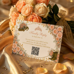 Westliche Pfirsichrosen Golden Country Quinceañera RSVP Karte