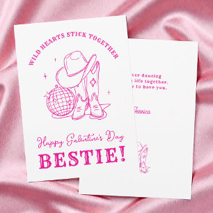Westliche Pinke Bff Schriftzug Frohen Galentine's Feiertagskarte
