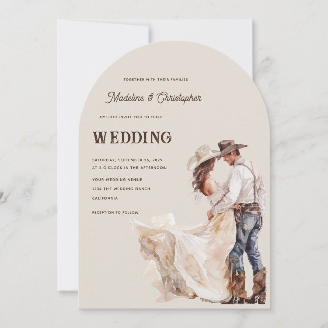 Westliche Ranch-Hochzeitseinladung Einladung (Vorderseite)
