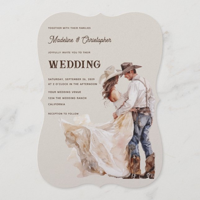 Westliche Ranch-Hochzeitseinladung Einladung (Vorderseite)