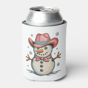 Westliche rosa Cowgirl-Schneemann-Weihnachten Xmas Dosenkühler