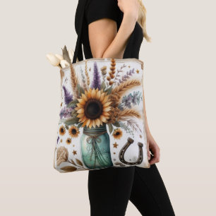 Westliche Rustikale Sonnenblumen-Mason-Glas-Tasche