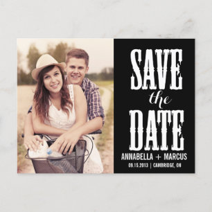 Westliche Schwarz-Weiße Save-the-Date-Postkarte Ankündigungspostkarte