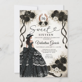 Westliche schwarze Rosen Prinzessin Sweet 16 Gebur Einladung